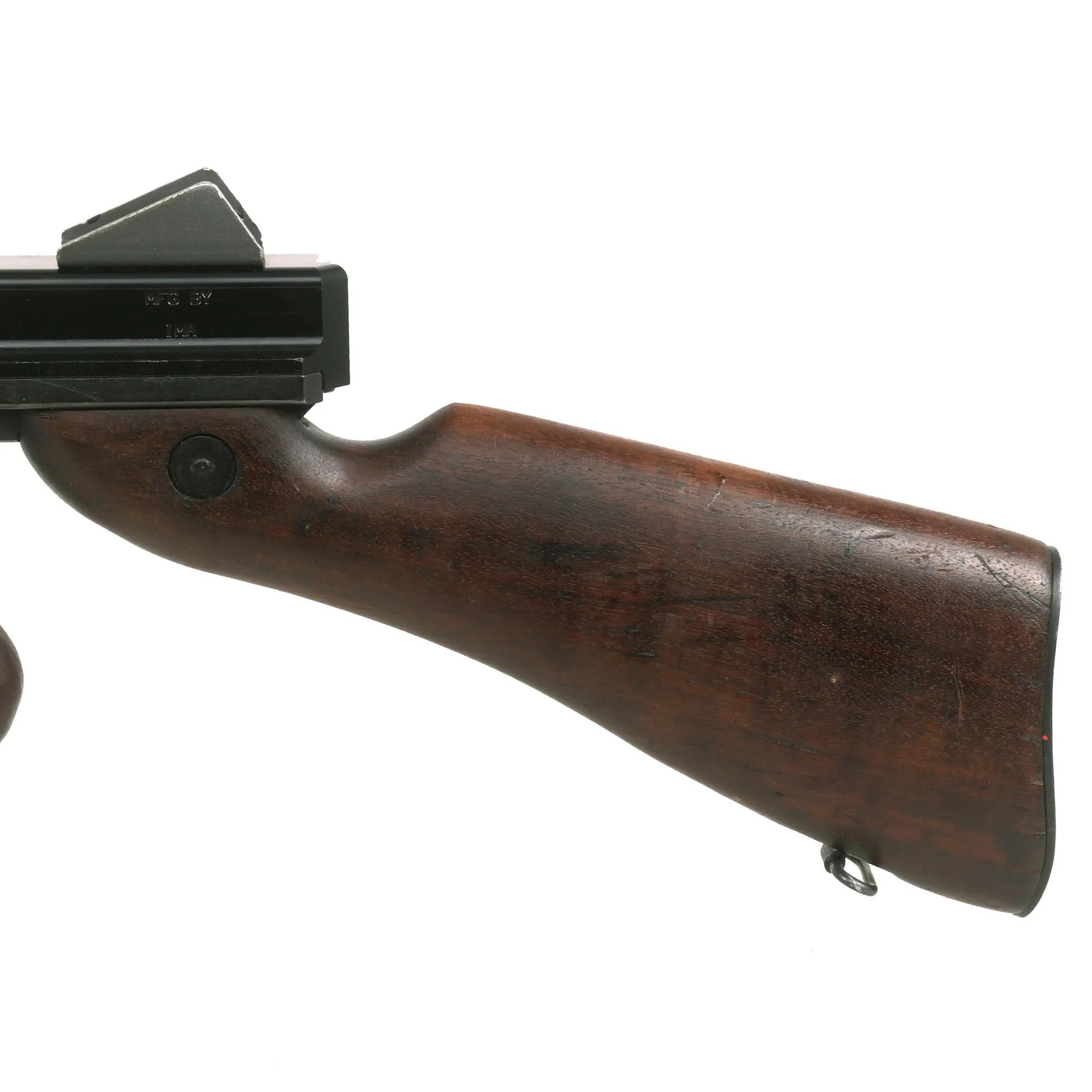 Original U.S. WWII Thompson M1A1 Display Submachine Gun with Aluminum Receiver, Live Barrel & Magazine