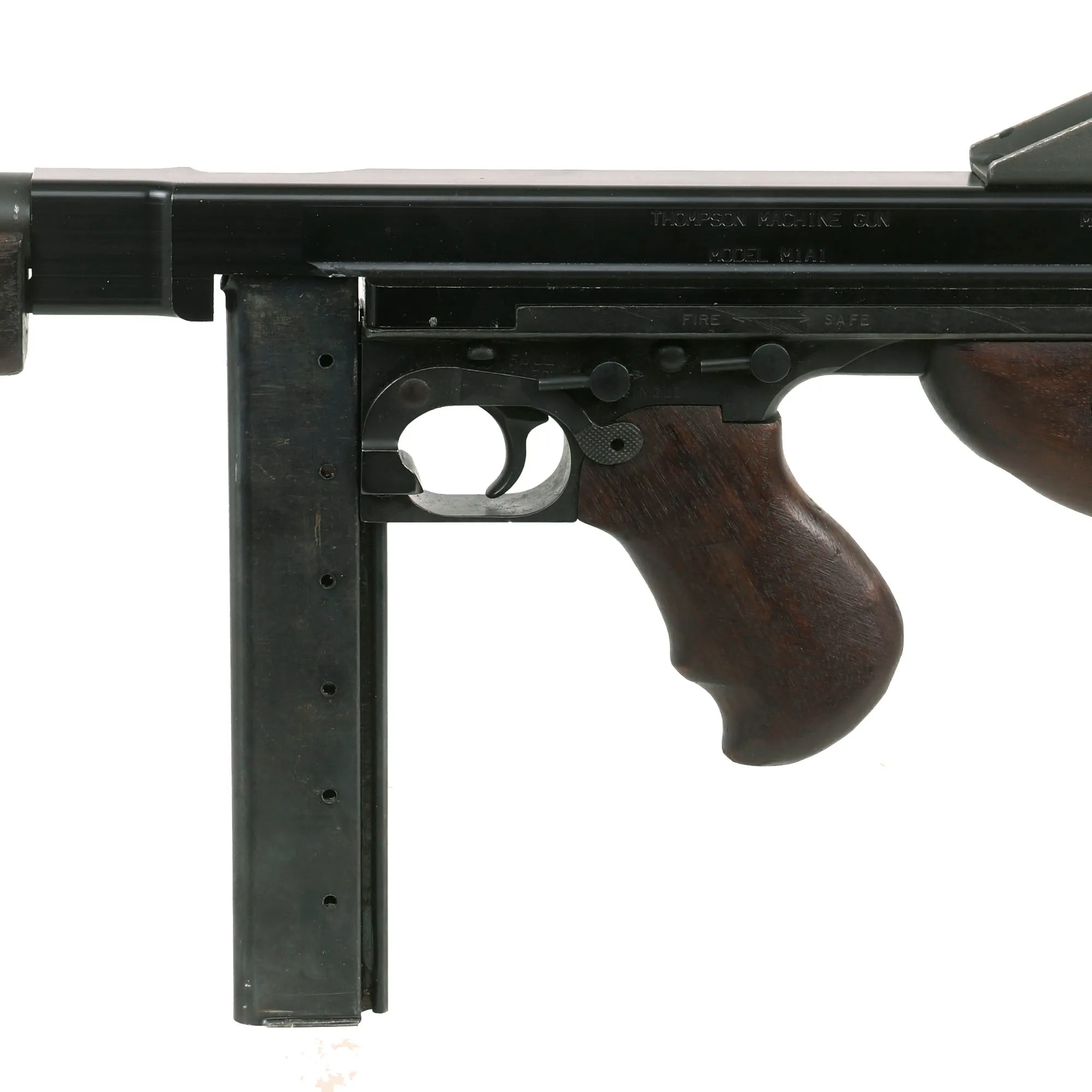 Original U.S. WWII Thompson M1A1 Display Submachine Gun with Aluminum Receiver, Live Barrel & Magazine