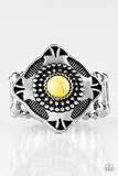Paparazzi - Four Corners Fashion - Yellow Stone Ring