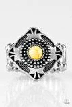 Paparazzi - Four Corners Fashion - Yellow Stone Ring
