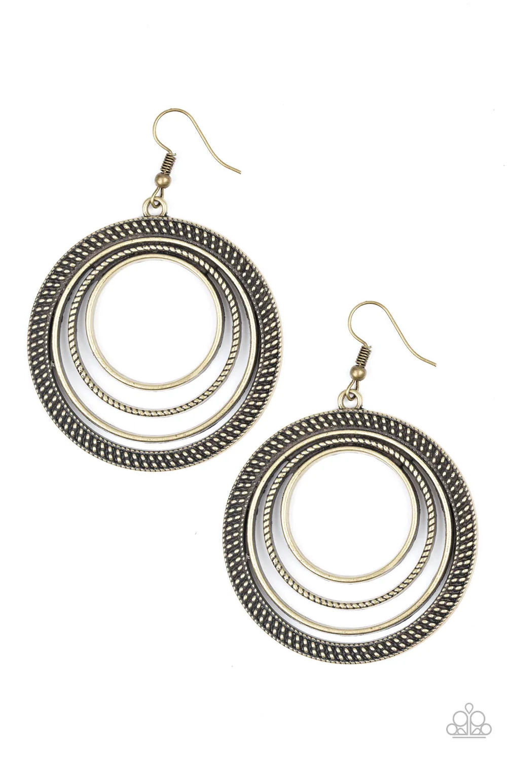 Paparazzi Totally Textured Earrings Brass