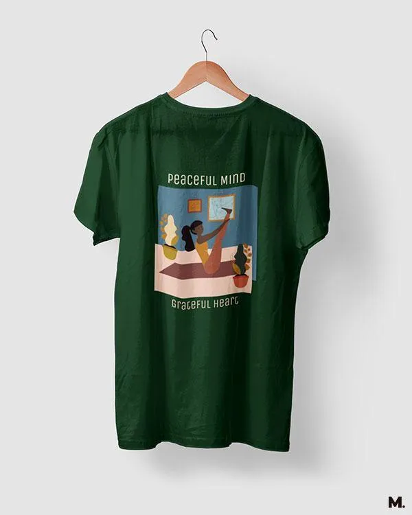 Peaceful mind, grateful heart printed t shirts