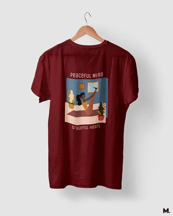Peaceful mind, grateful heart printed t shirts