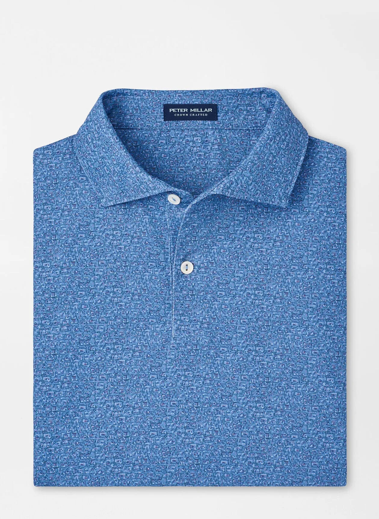Peter Millar Mens Tailored Fit Radio Star Performance Jersey Polo - Edwin Spread - BROOK BLUE