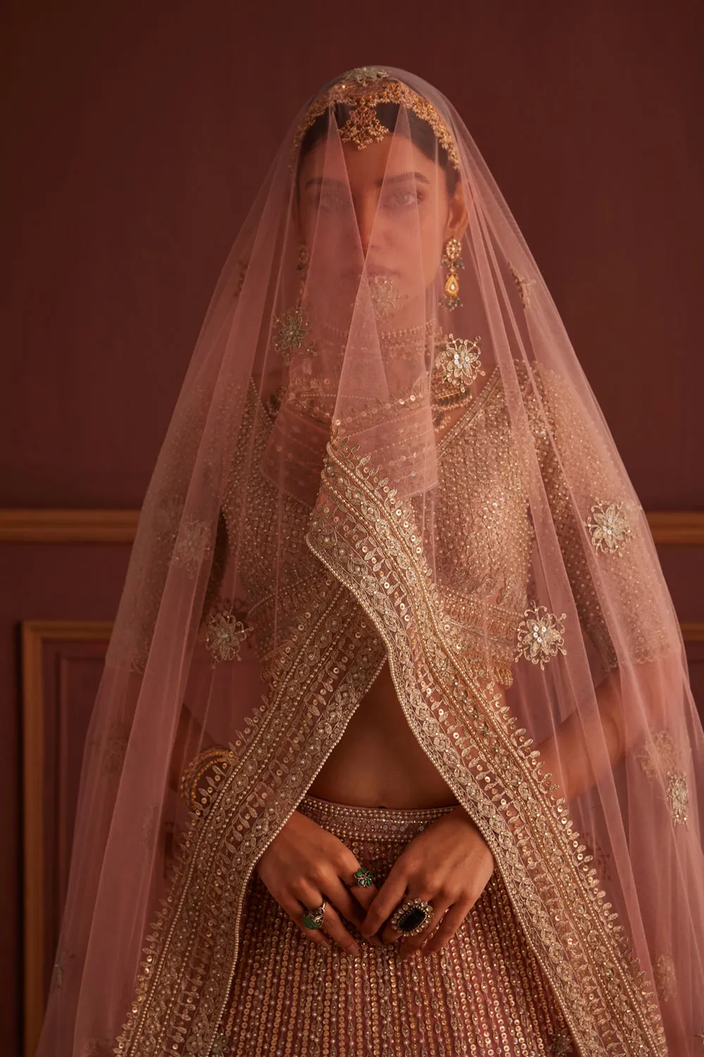 Pink Bead Embellished Bridal Lehenga