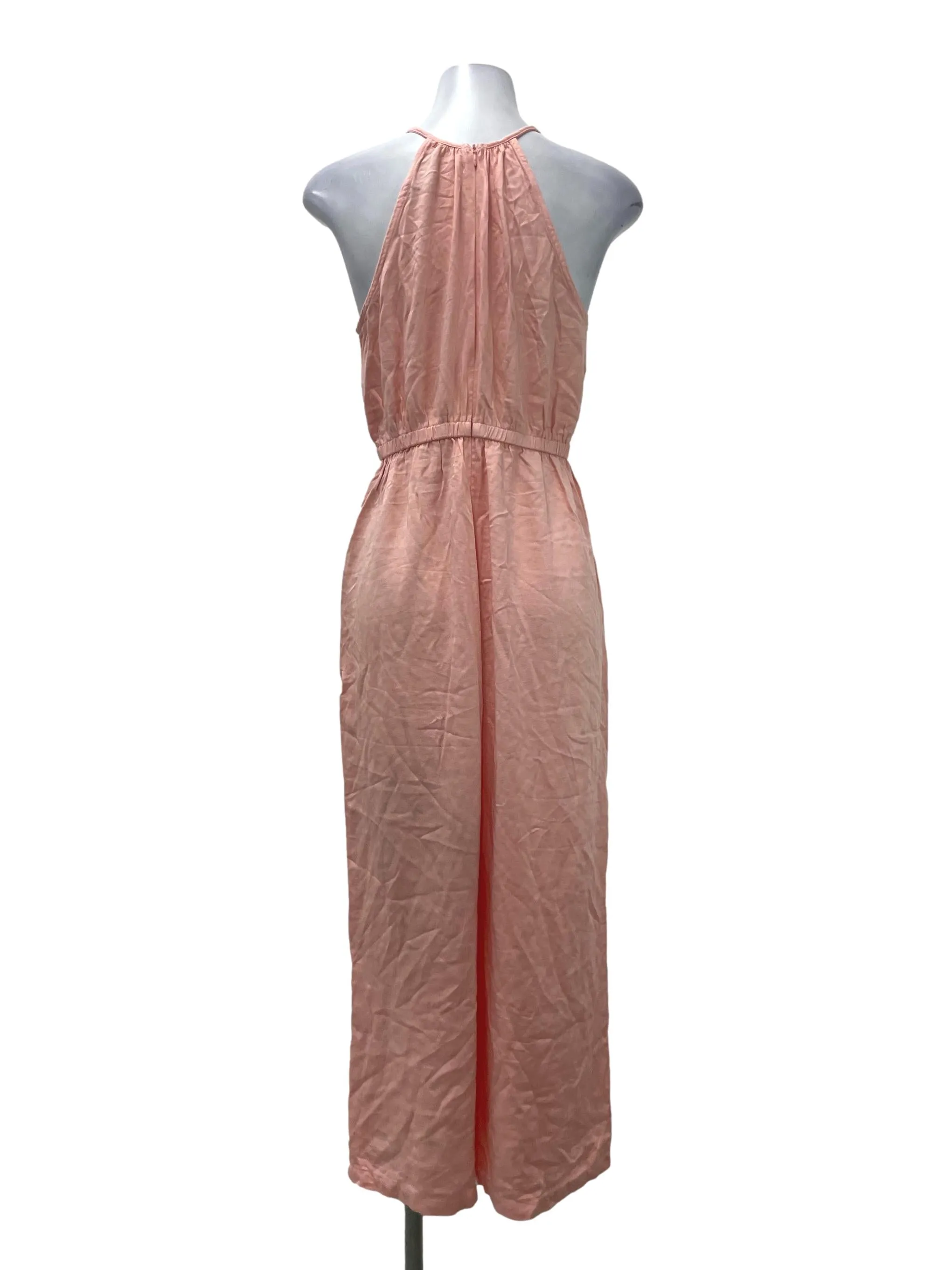 Pink High Neck Pleated Jumpsuit
