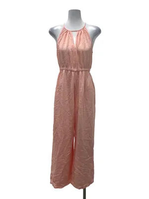 Pink High Neck Pleated Jumpsuit