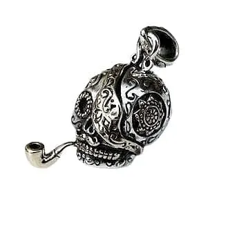 Pirate Sugar Skull Sterling Silver Steampunk Pendant