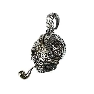 Pirate Sugar Skull Sterling Silver Steampunk Pendant