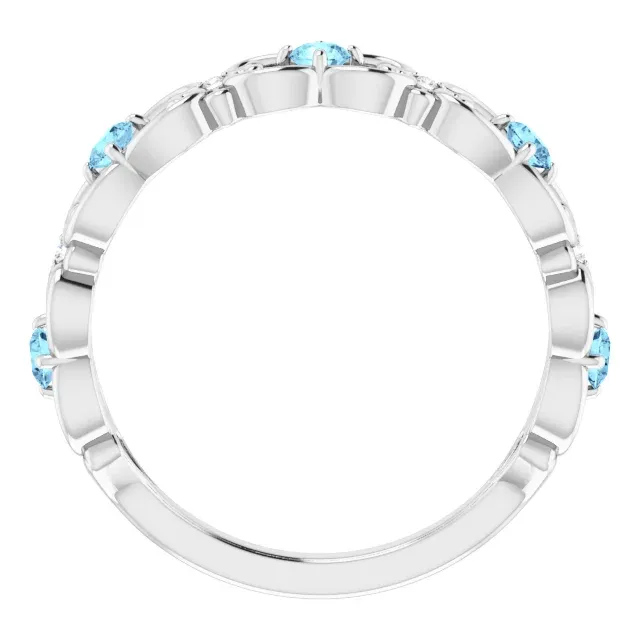 Platinum Aquamarine & .02 CTW Diamond Vintage-Inspired Scroll Ring