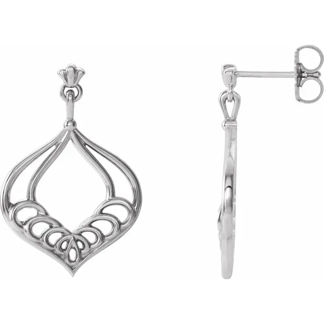 Platinum Vintage-Inspired Dangle Earrings