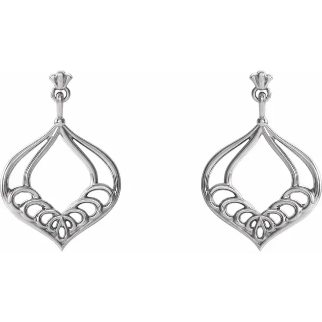 Platinum Vintage-Inspired Dangle Earrings