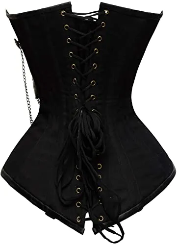 Pohtamo Black Cotton Steampunk Overbust Corset
