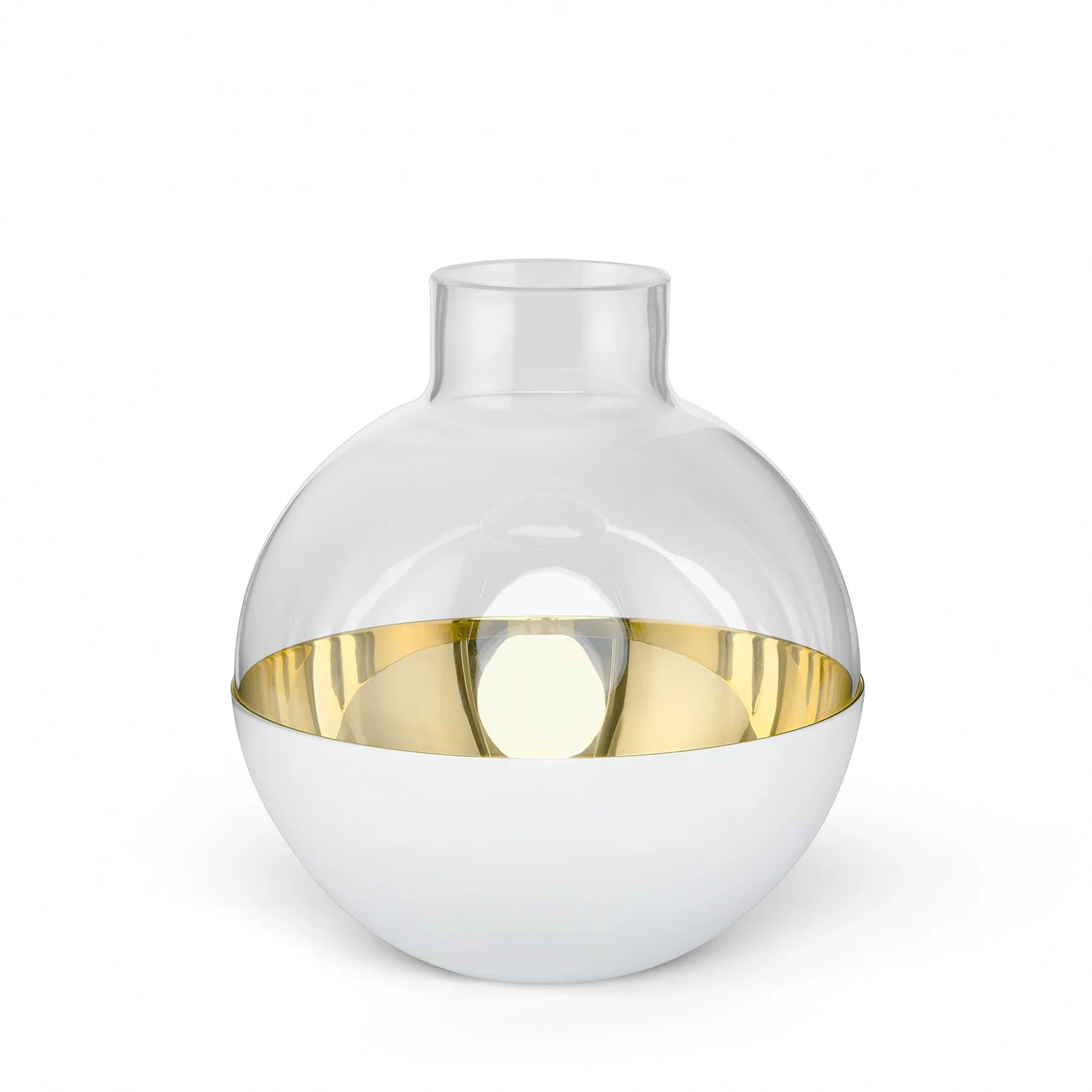 Pomme Brass Vase White, Medium