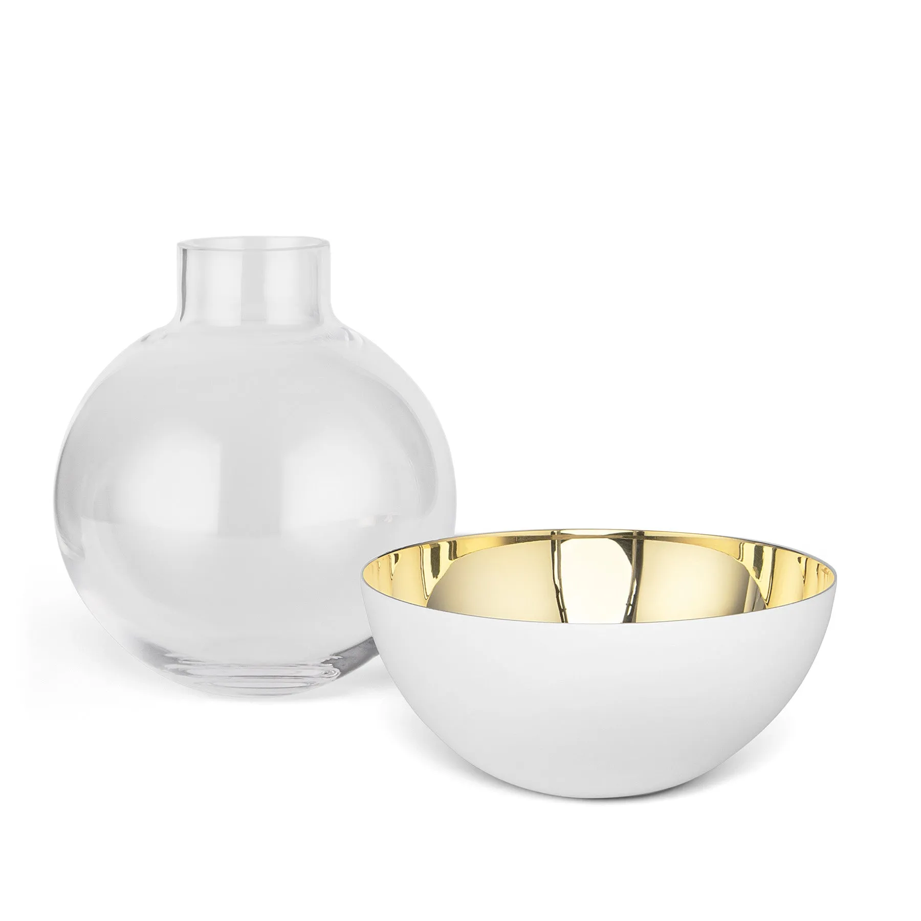 Pomme Brass Vase White, Medium