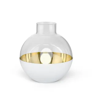 Pomme Brass Vase White, Medium