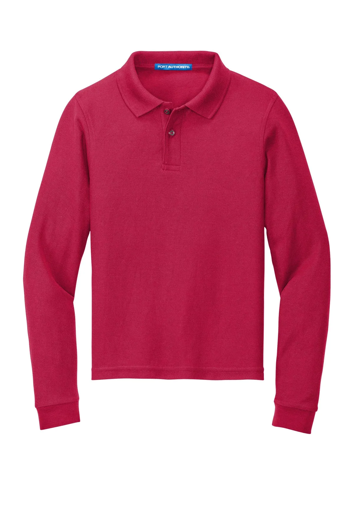 Port Authority Youth Long Sleeve Silk Touch Polo.  Y500LS Red