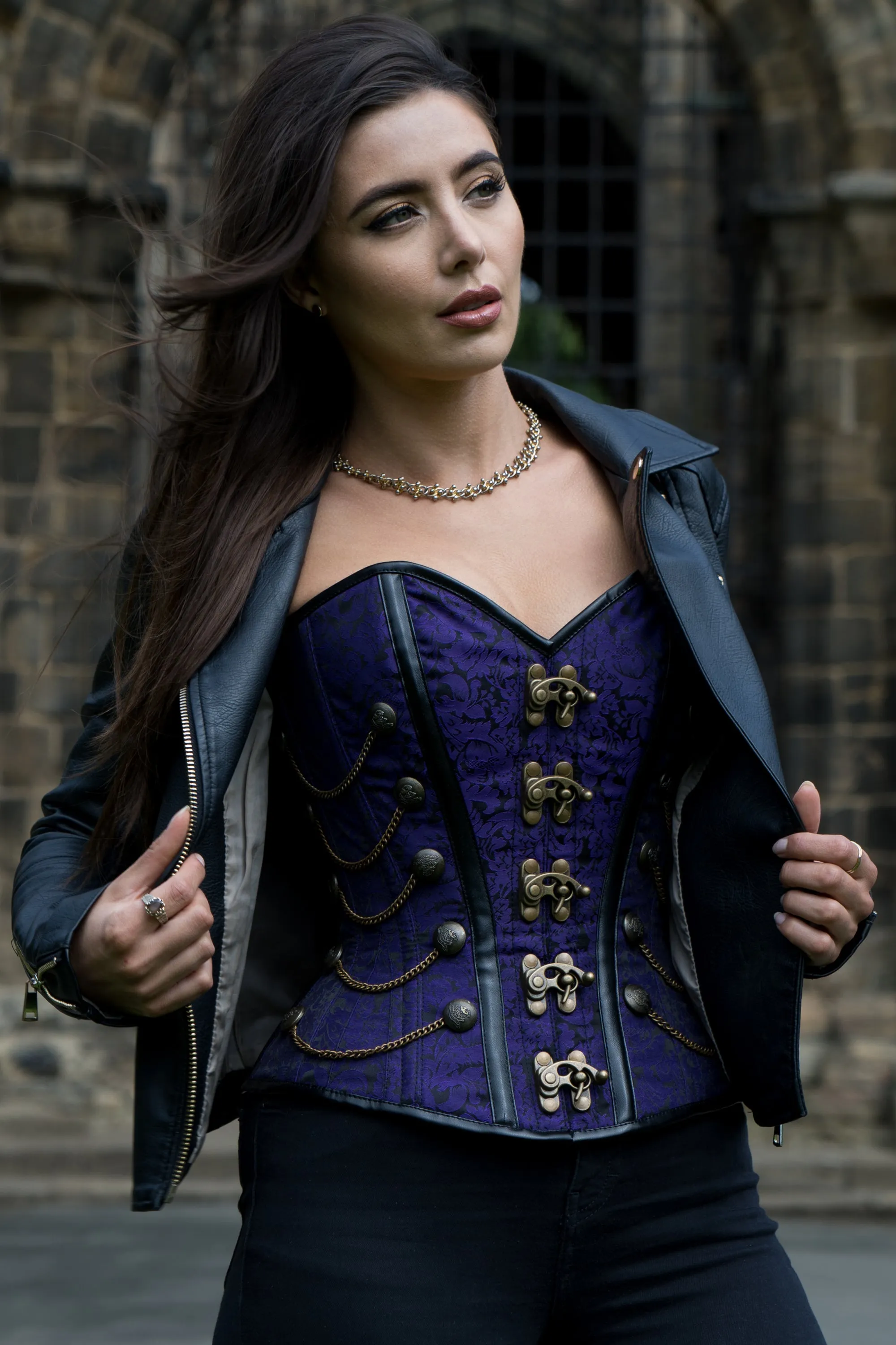 Purple Steampunk Corset With Chains