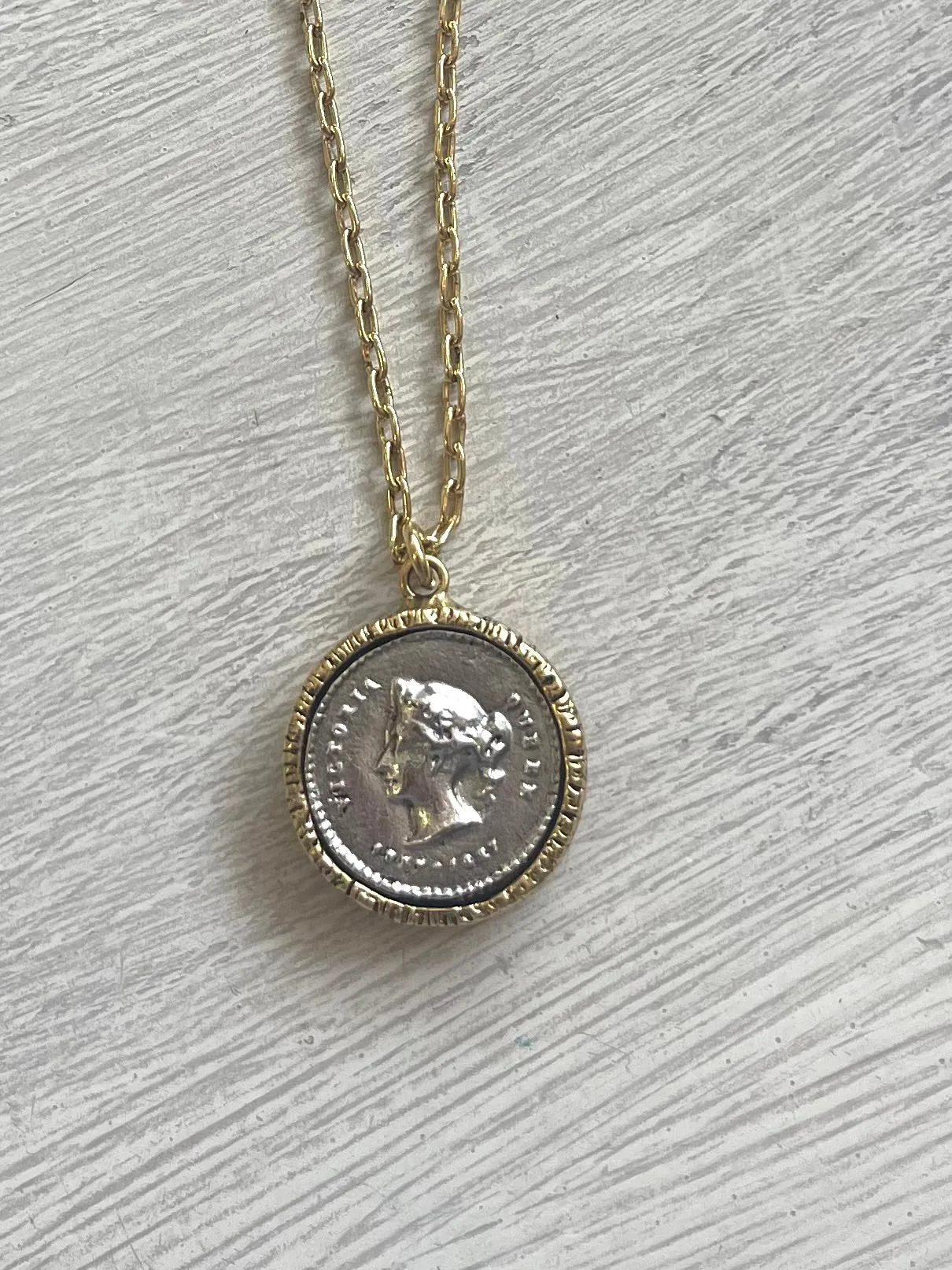 Queen Mixed Metal Coin Necklace