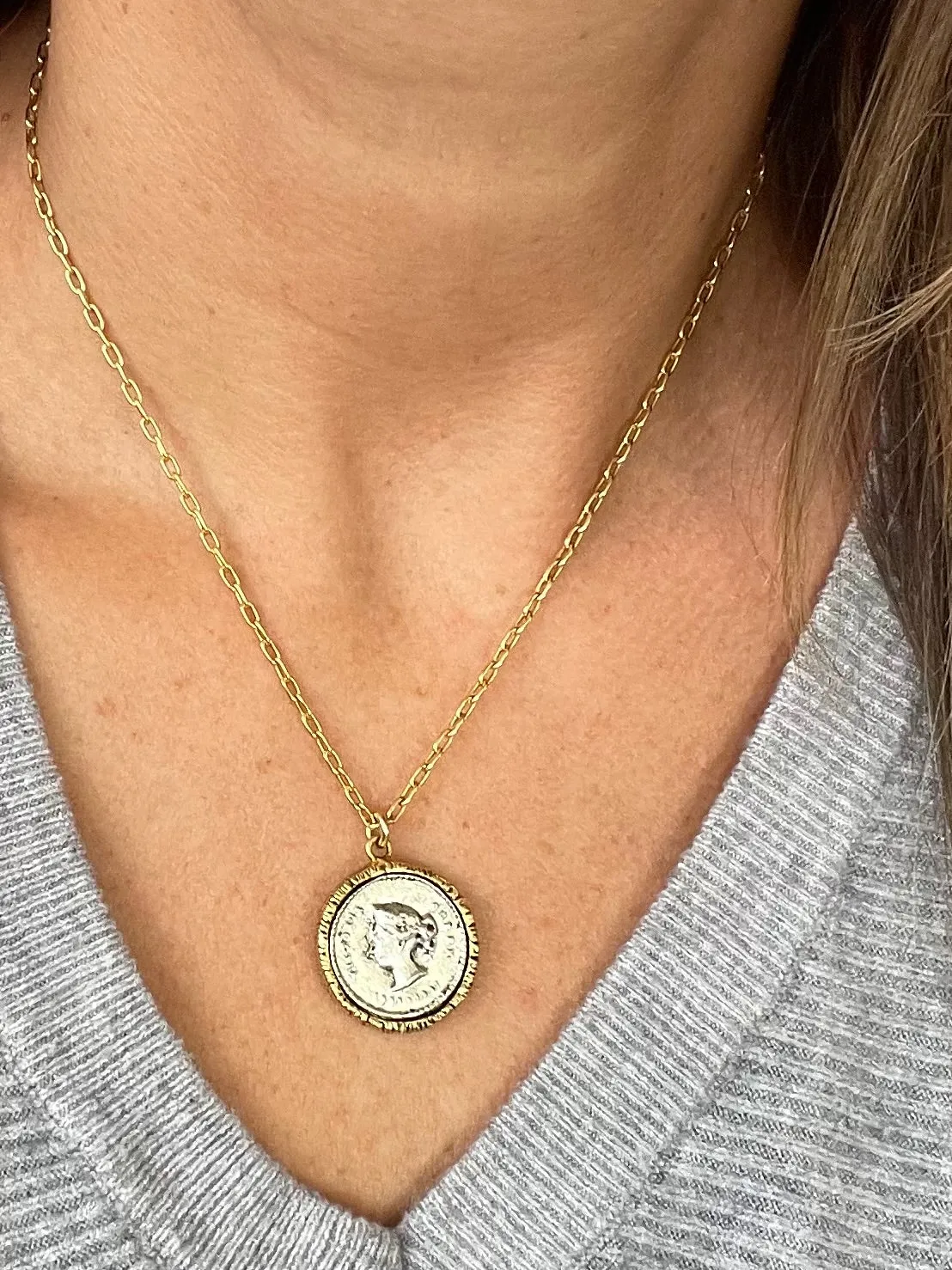 Queen Mixed Metal Coin Necklace