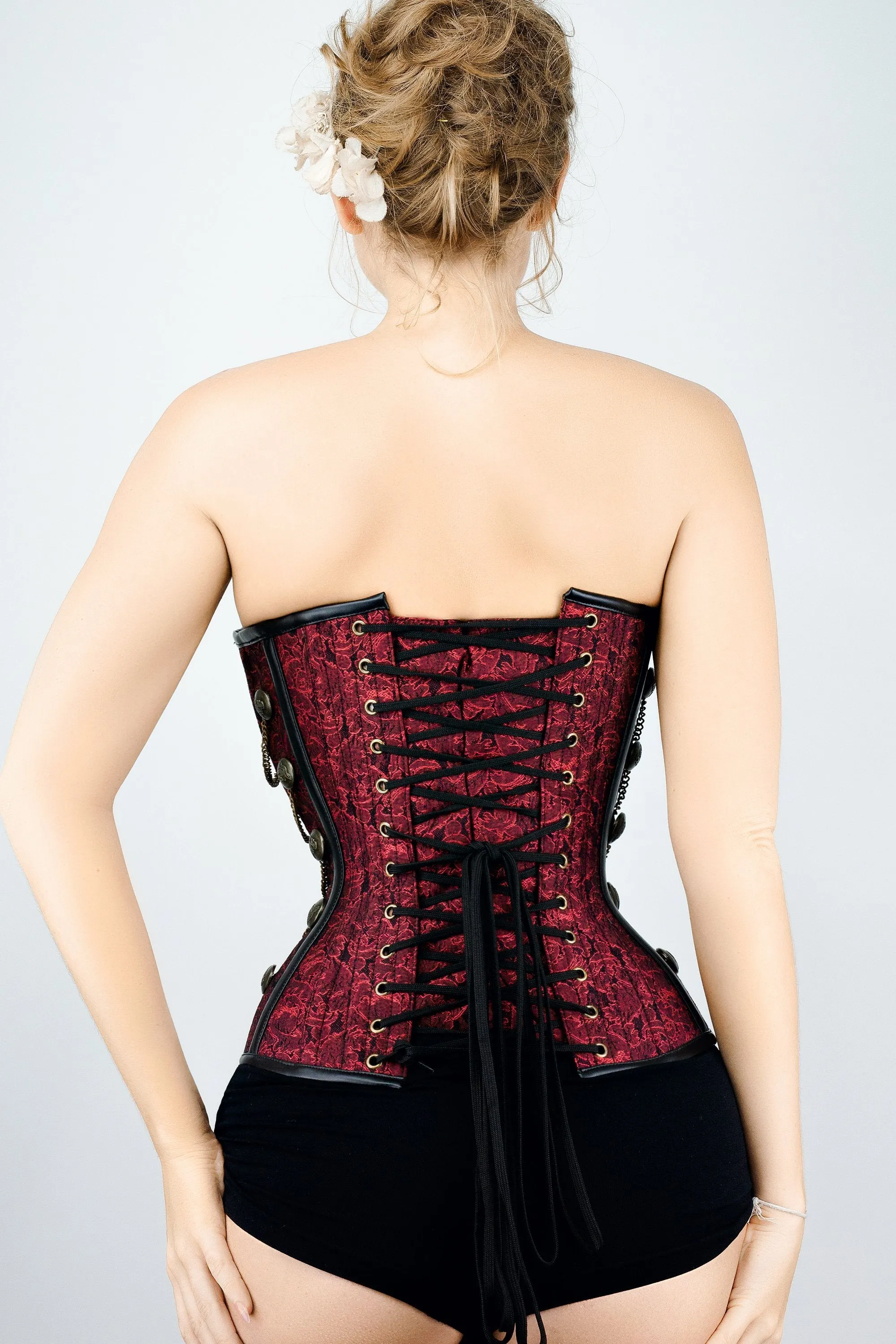 Red Steampunk Corset With Chains