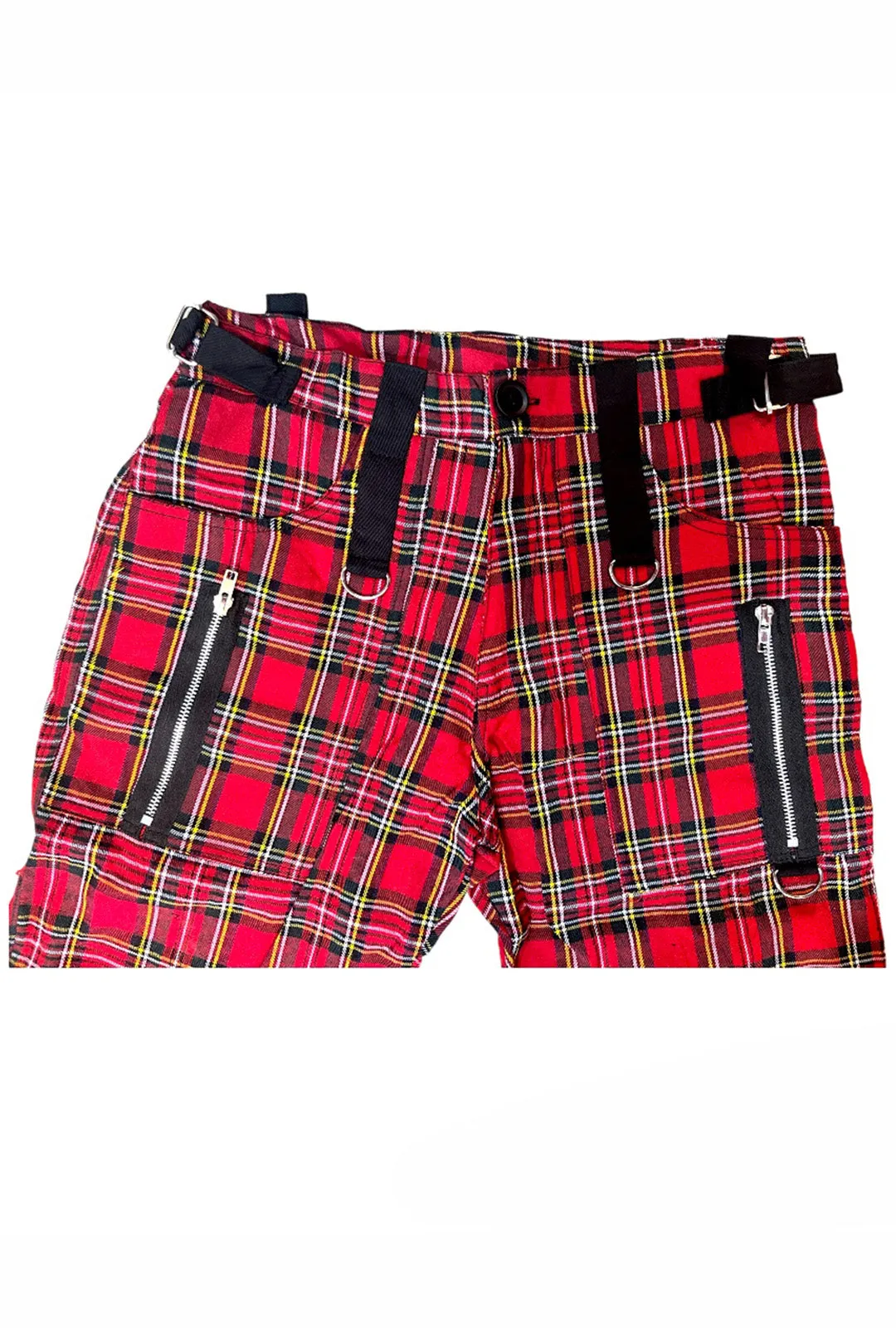 Red Tartan Goth Strap Pants
