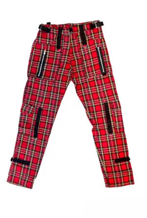 Red Tartan Goth Strap Pants