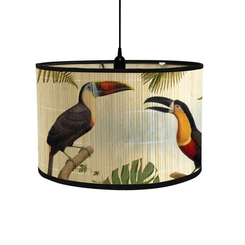 Retro Tropical Paradise Drum Lampshade