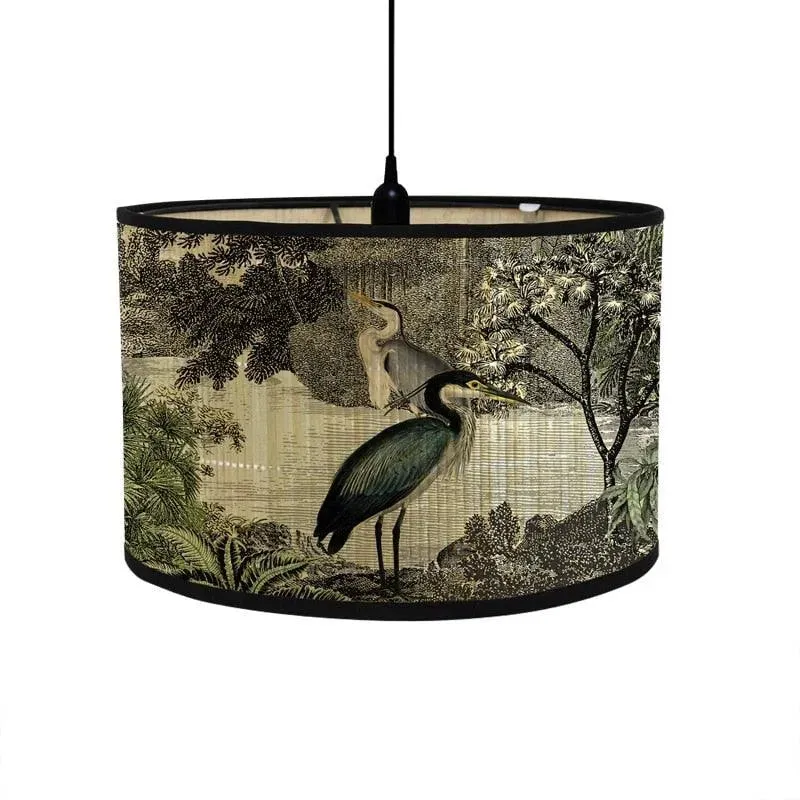 Retro Tropical Paradise Drum Lampshade