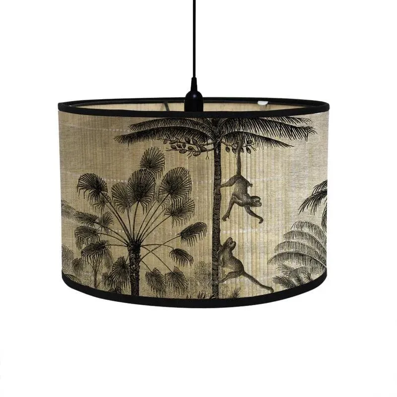 Retro Tropical Paradise Drum Lampshade