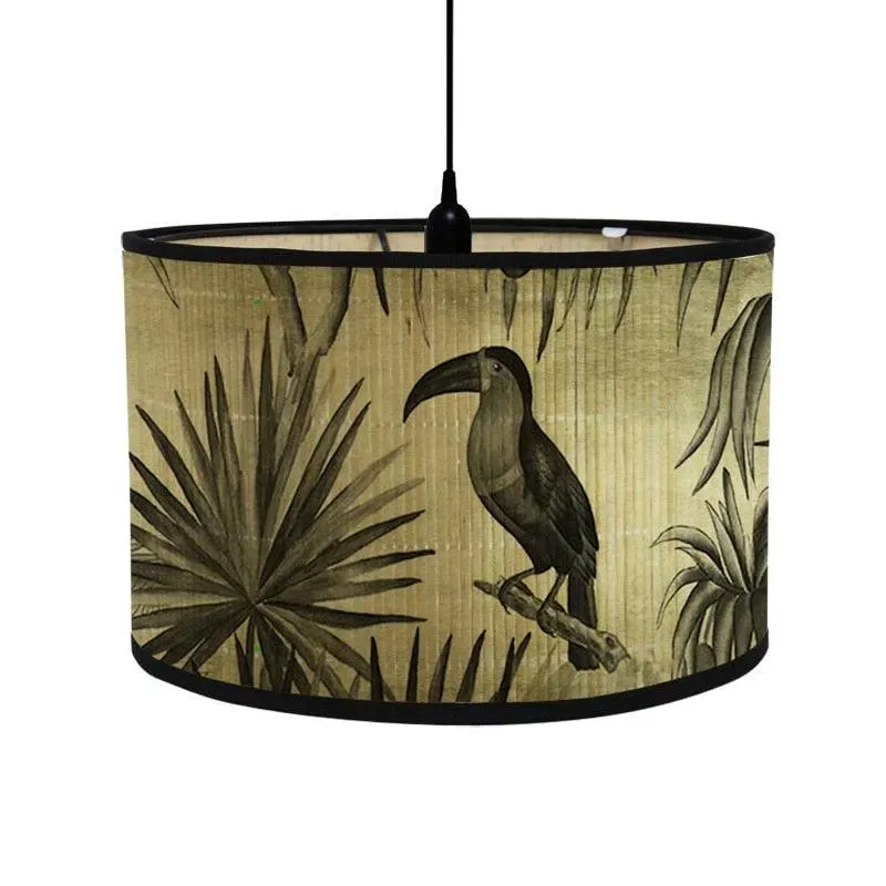 Retro Tropical Paradise Drum Lampshade