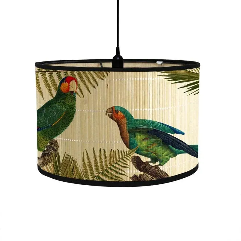 Retro Tropical Paradise Drum Lampshade