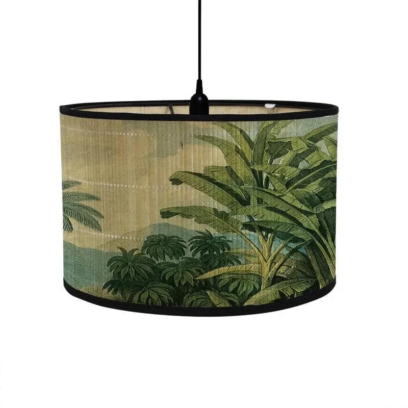 Retro Tropical Paradise Drum Lampshade