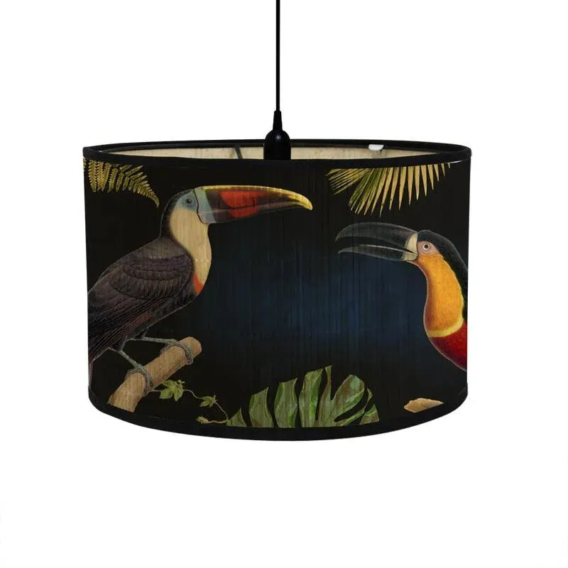 Retro Tropical Paradise Drum Lampshade