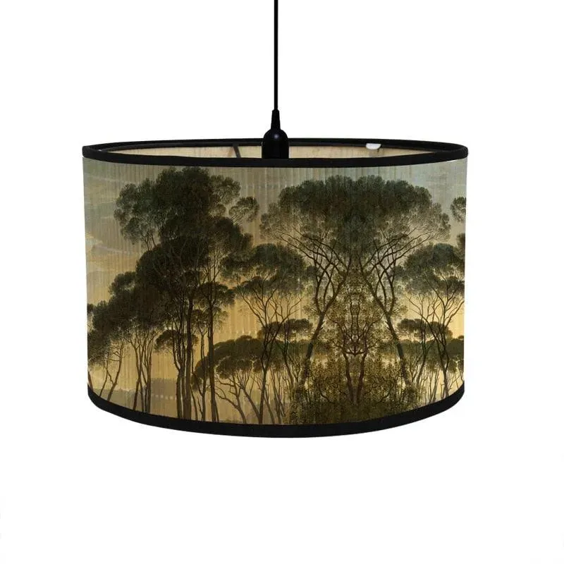 Retro Tropical Paradise Drum Lampshade