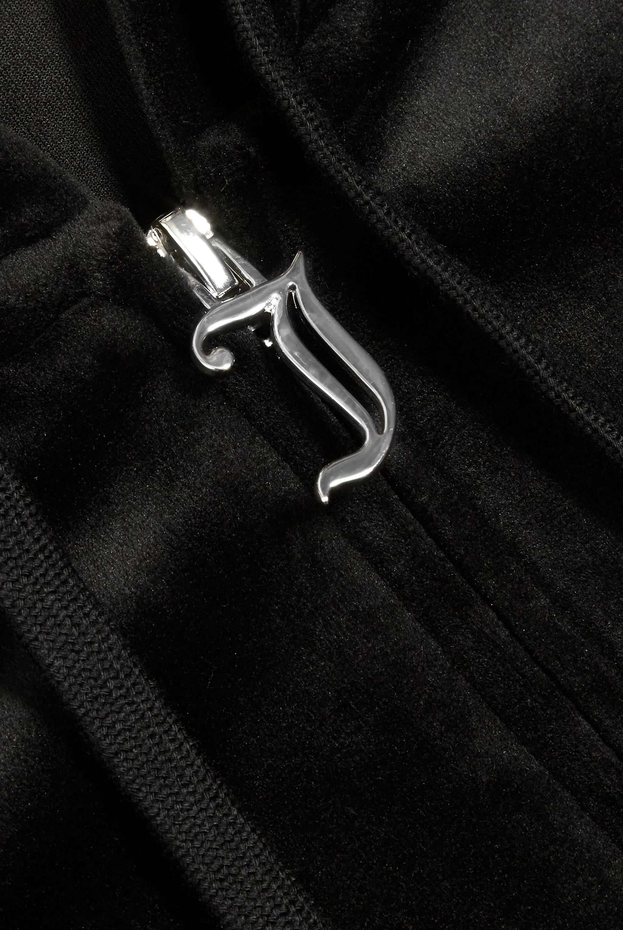'SAGITTARIUS' BLACK DIAMANTÉ VELOUR ZIP-THROUGH HOODIE