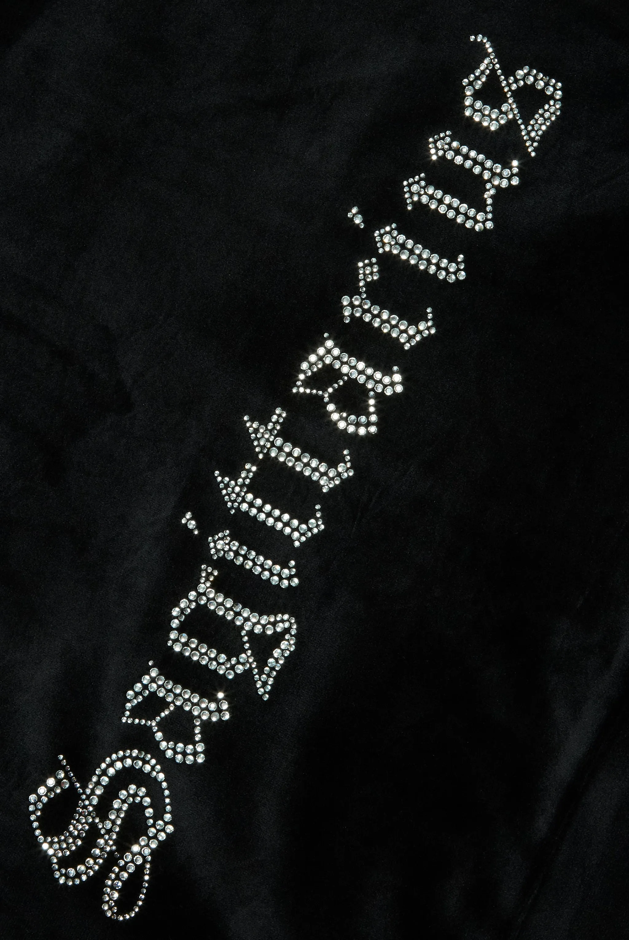 'SAGITTARIUS' BLACK DIAMANTÉ VELOUR ZIP-THROUGH HOODIE
