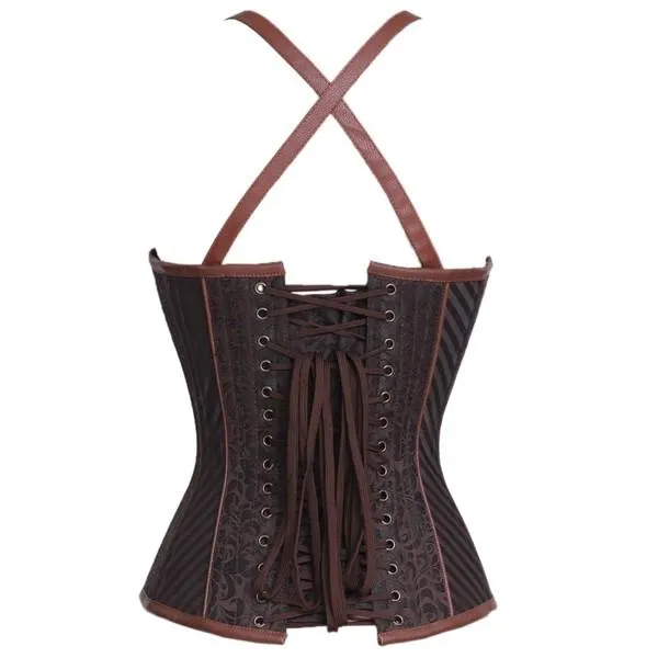 Scott Brown Brocade Steampunk Overbust  Corset With Cups