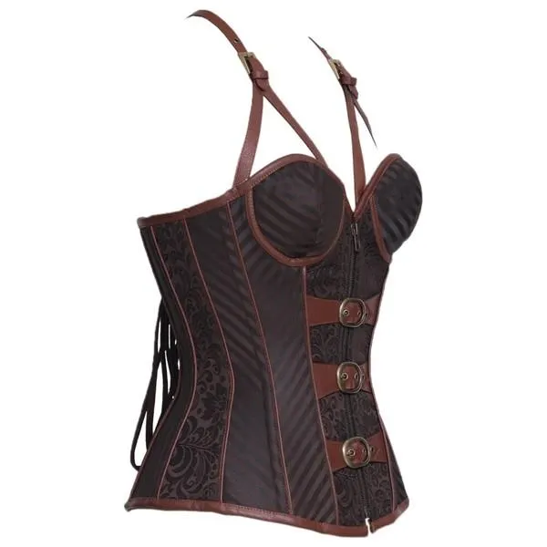 Scott Brown Brocade Steampunk Overbust  Corset With Cups