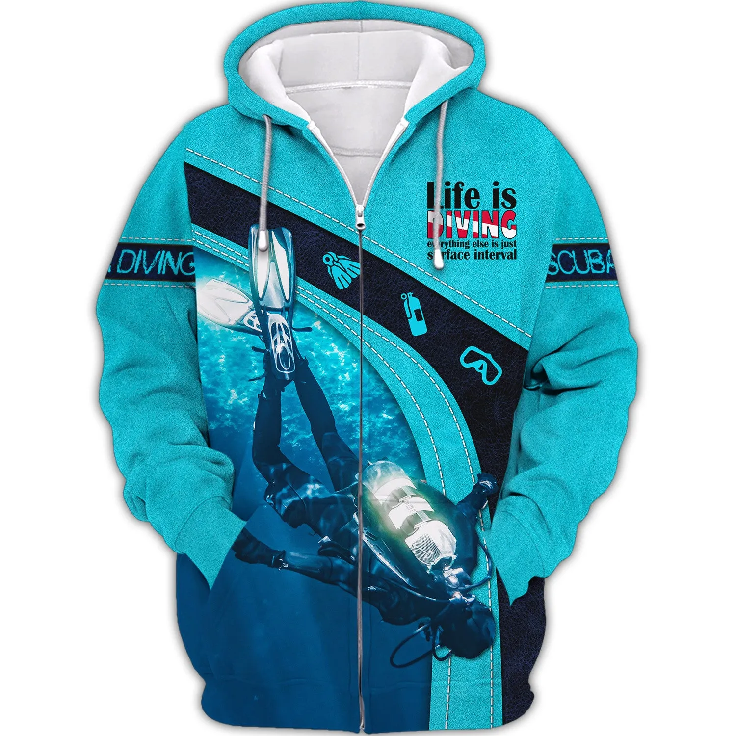 Scuba Diving 3D All Over Printed 3D Hoodie Tshirt