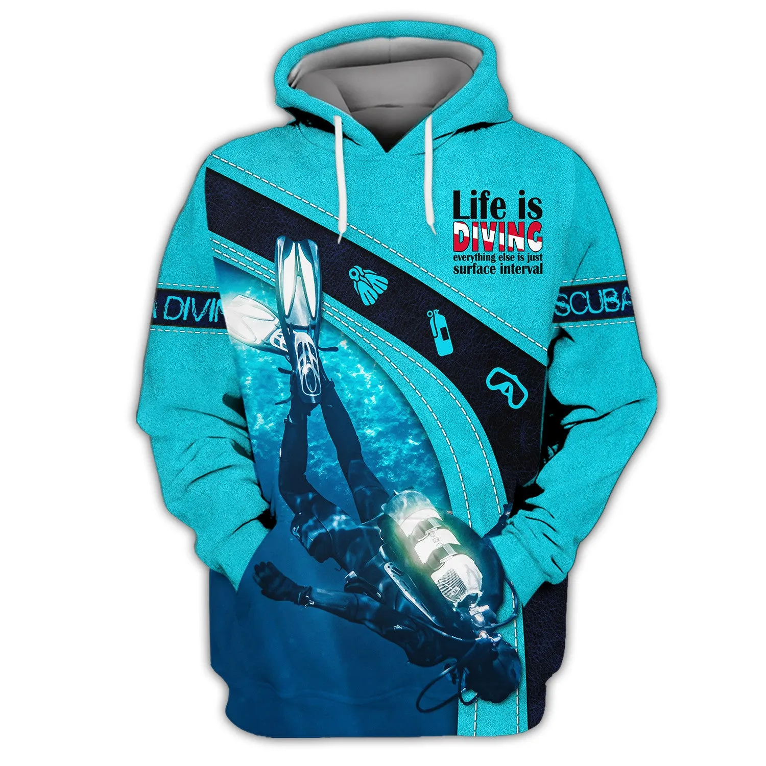 Scuba Diving 3D All Over Printed 3D Hoodie Tshirt