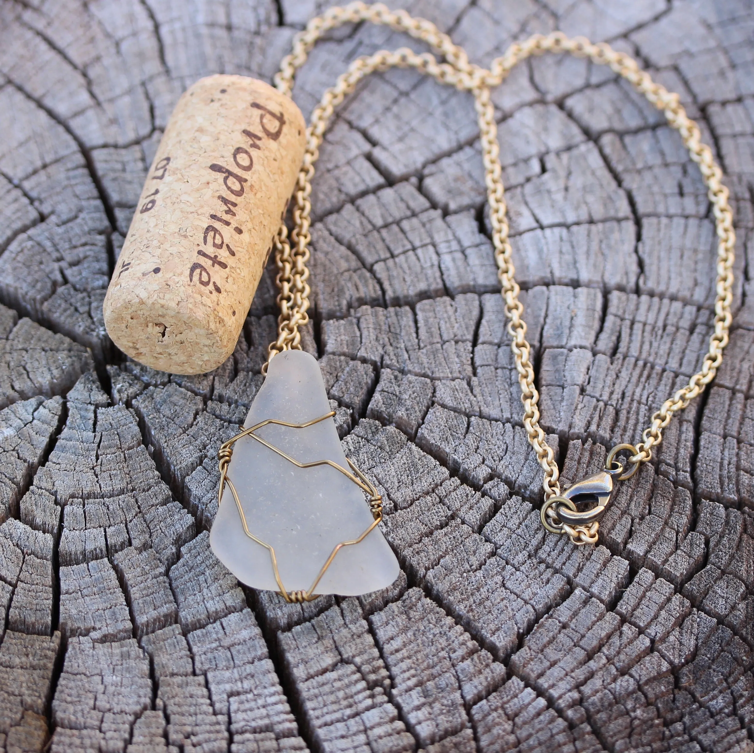 Sea glass pendant necklace