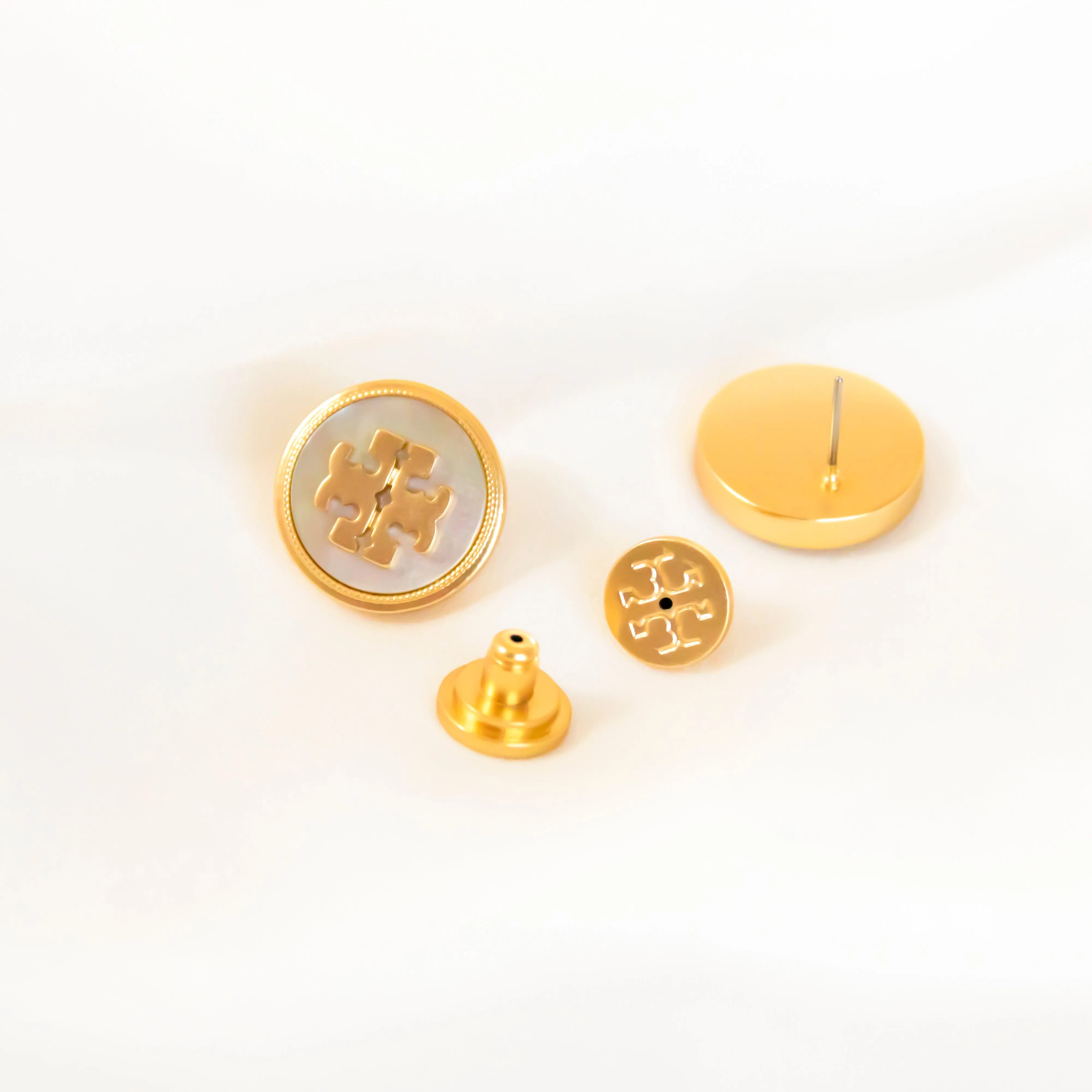 Semi-Precious Mother Of Pearl Logo Earrings