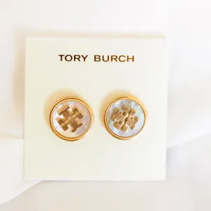 Semi-Precious Mother Of Pearl Logo Earrings
