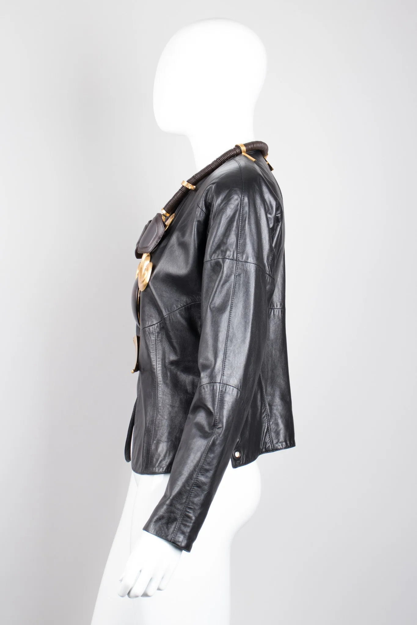 Shell Embellished Leather Jacket