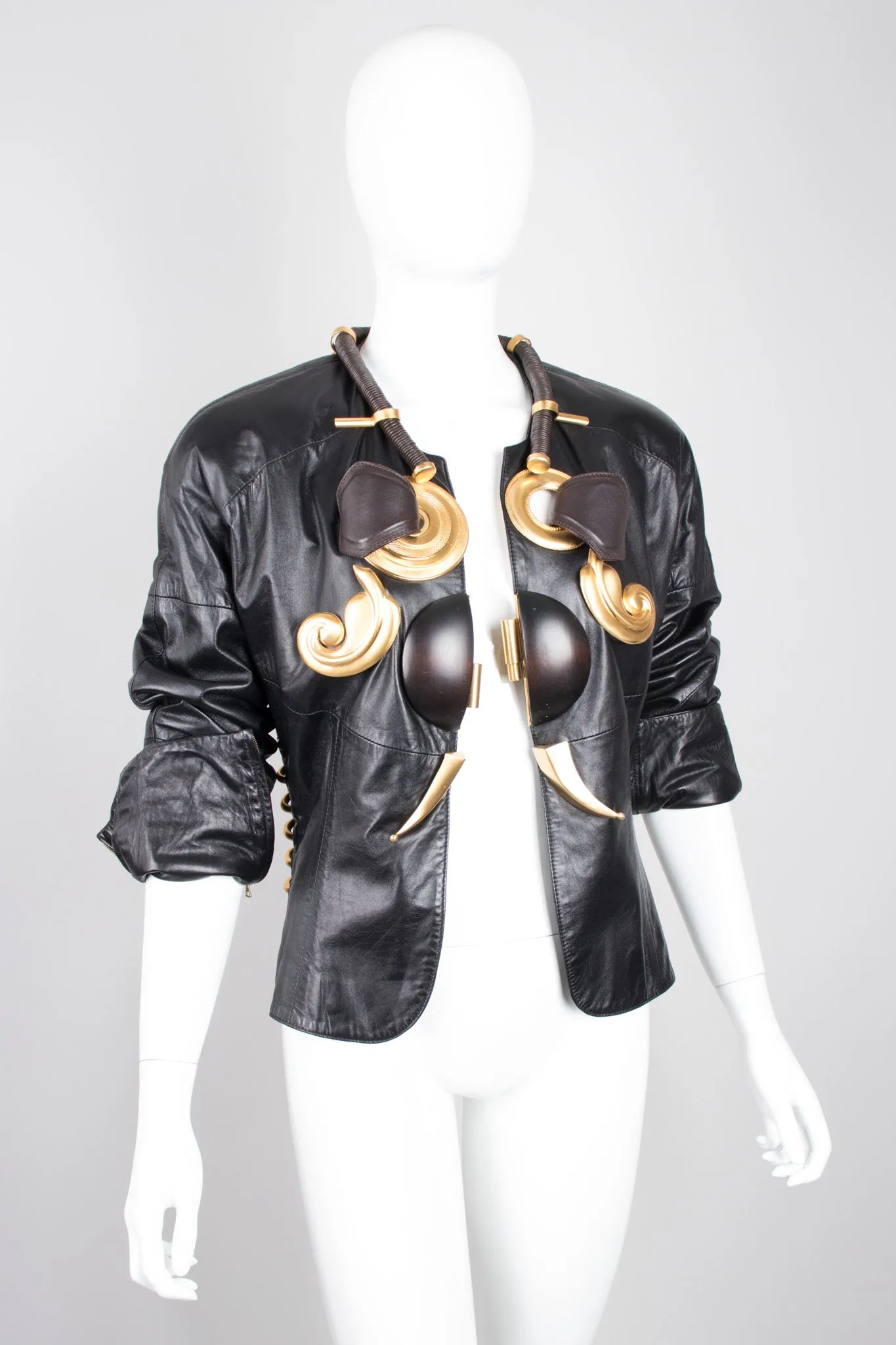 Shell Embellished Leather Jacket