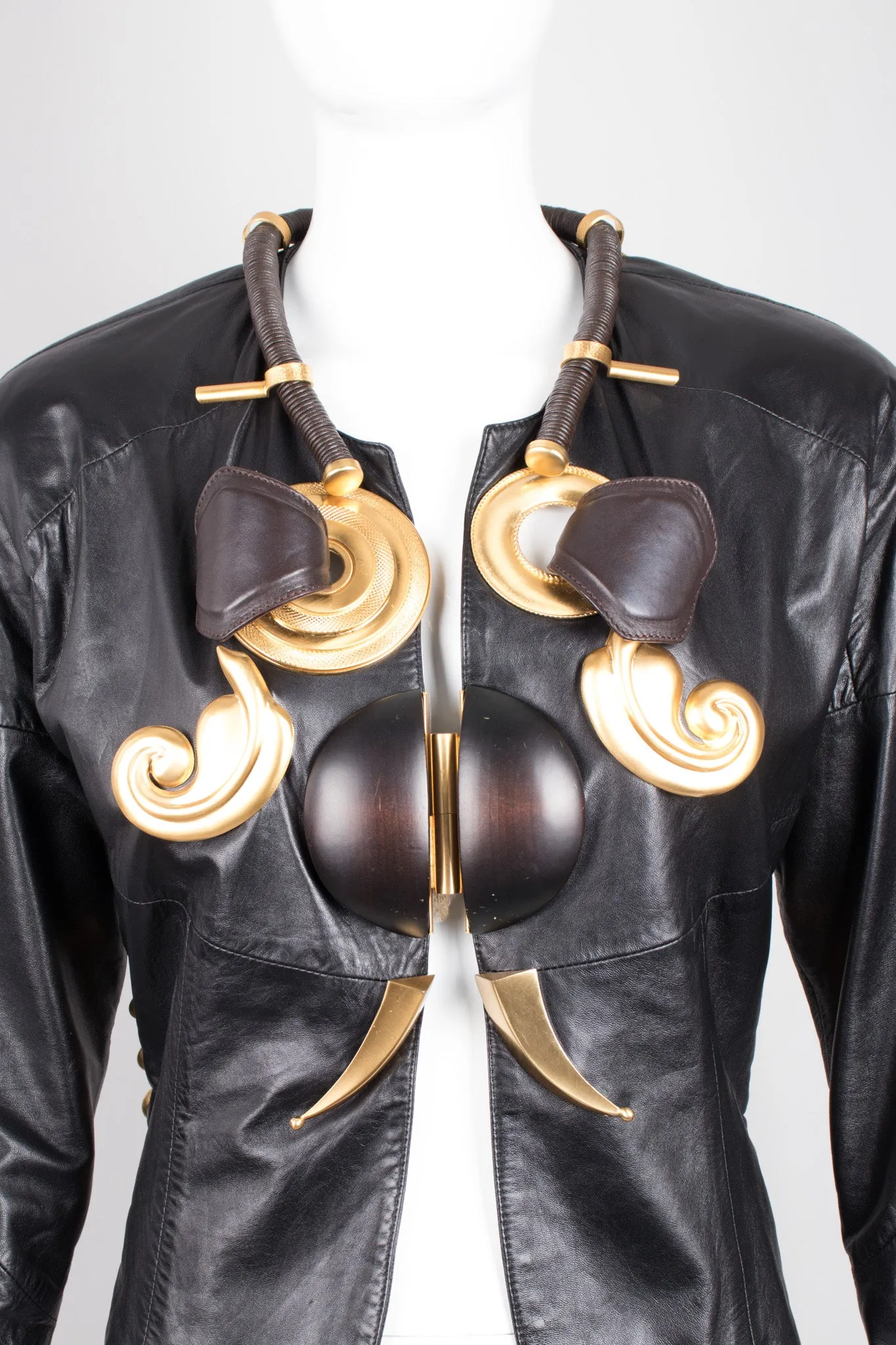 Shell Embellished Leather Jacket
