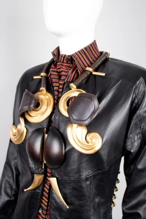 Shell Embellished Leather Jacket