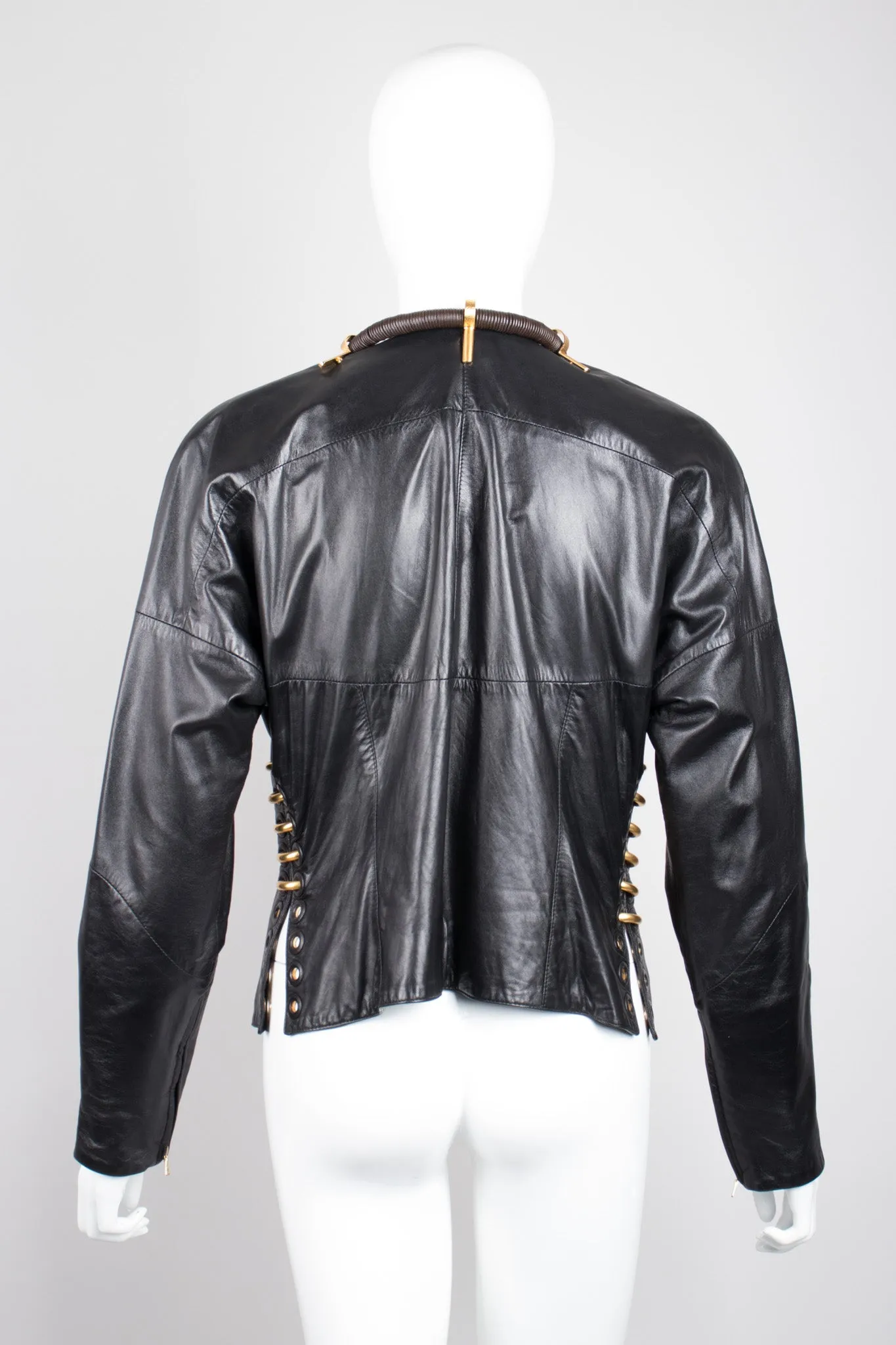 Shell Embellished Leather Jacket