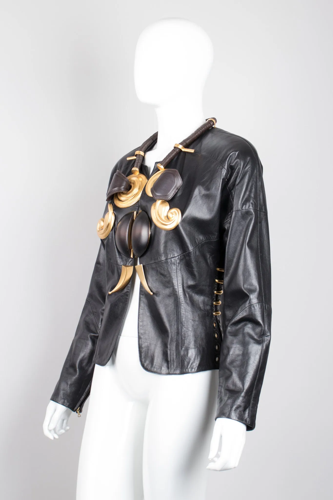 Shell Embellished Leather Jacket